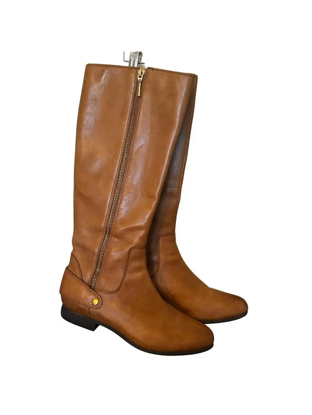 Clark’s Brown Leather Mid-Calf Riding Boots with Side Zipper